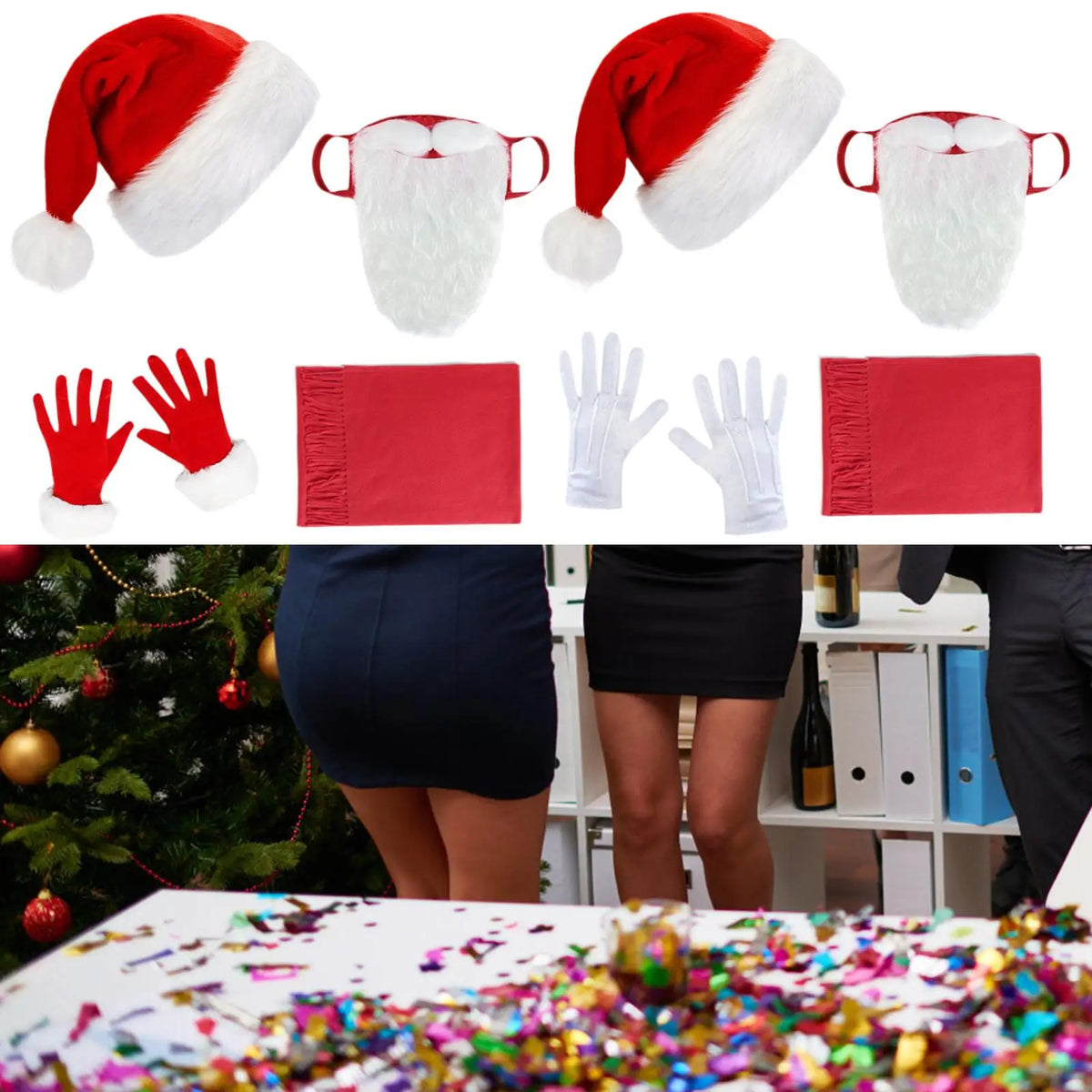 Santa Claus Beard Cover DIY Fancy Dress Funny Costume Accessories Xmas Hat for Role Playing Christmas Halloween Carnival Party Quake