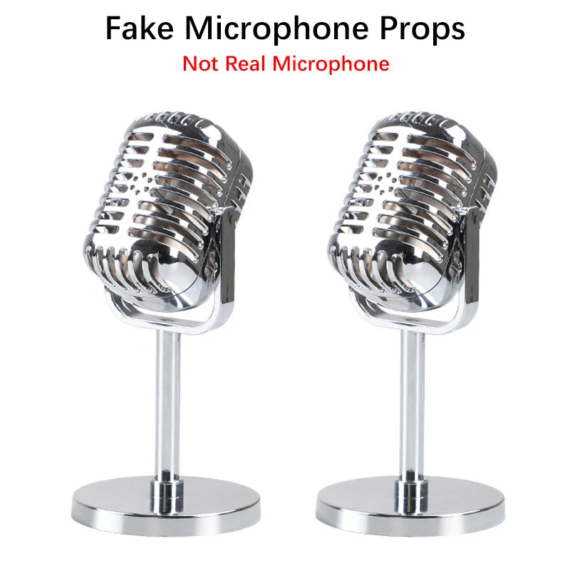 1x 2x Plastic Simulation Microphone Props Mic Stage Performance Photography Prop Home Party Decoration Ornament Quake