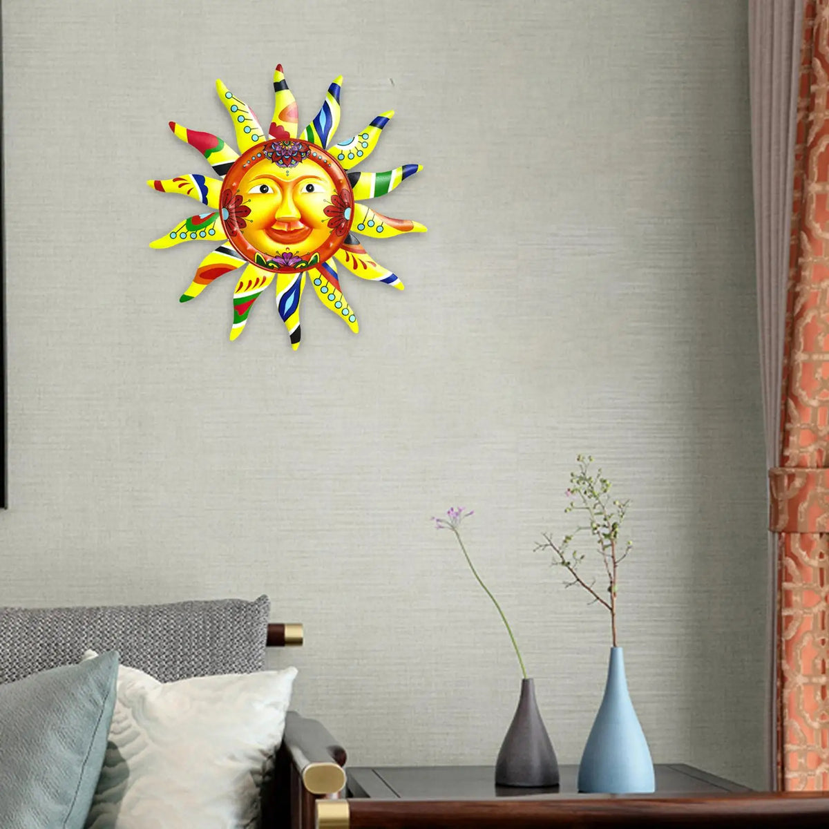 Wall Art Decor Waterproof Statues Sun Abstract Metal Wall Art Wall Hanging Decor Quake