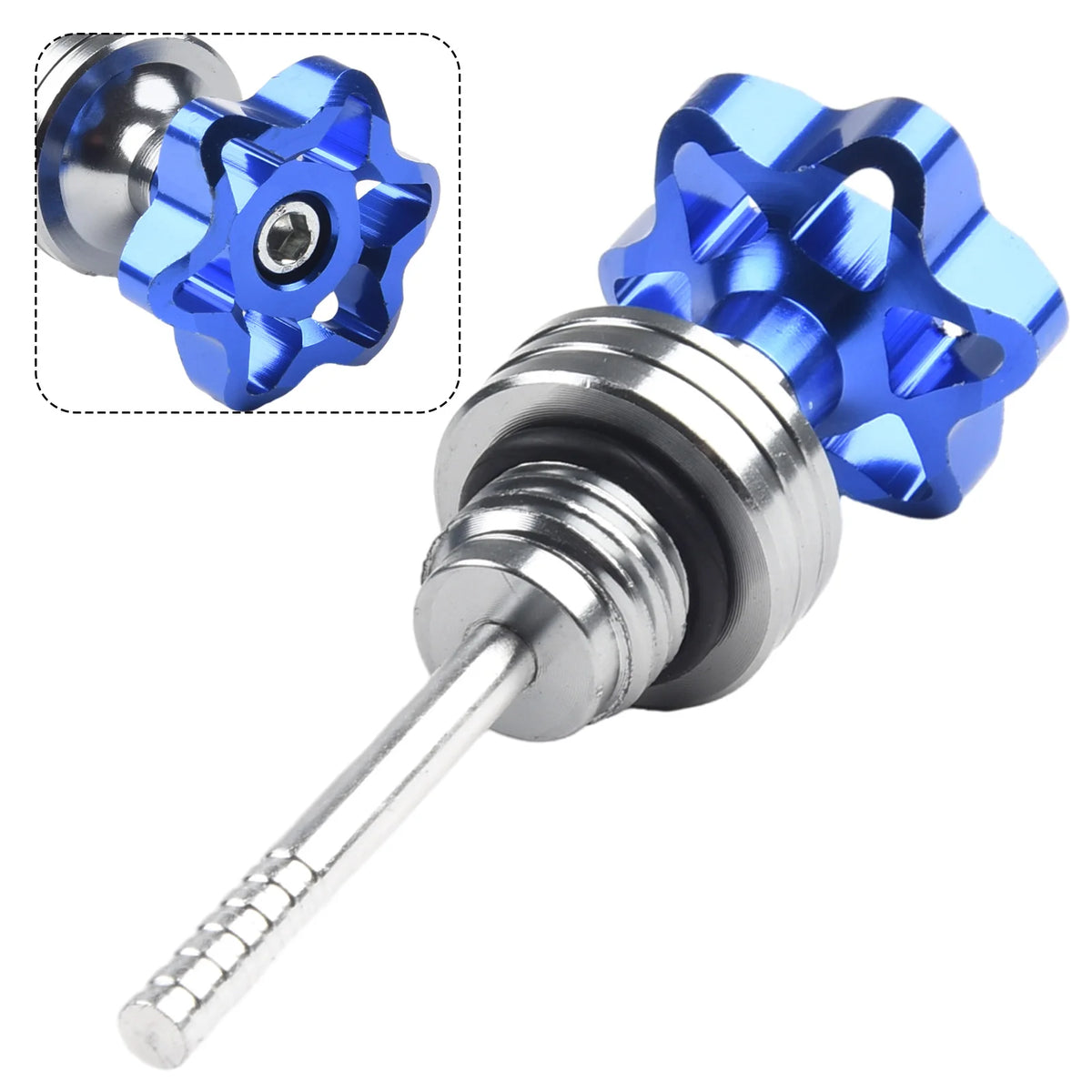 1pc Oil Dipstick Cap Plug For Scooter Motorcycle Engine Engine Crankcase Oil Level Gauge Universally Oil DipStick Filler Cap Quake Blue
