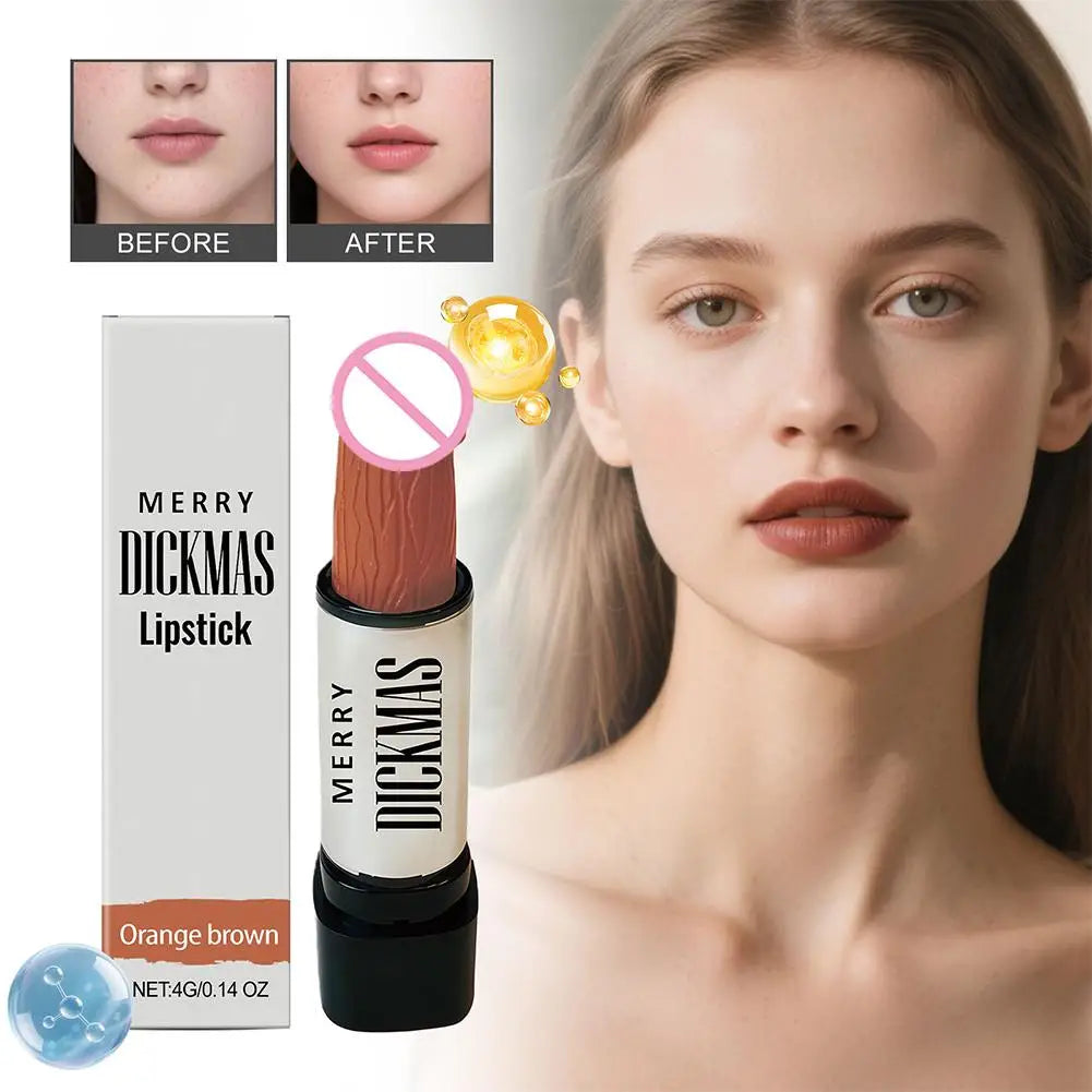 Funny Lipstick Gag Gift for Women,Matte Texture Velvet Lipstick Long Lasting Full Coverage Non-Transfer Lipstick Valentine's Day Quake 01 brown