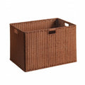 Woven Laundry Hamper No Assembly Required Rectangular Woven Basket with Steel Frame for Closet, Bedroom, Moving Quake Walnut