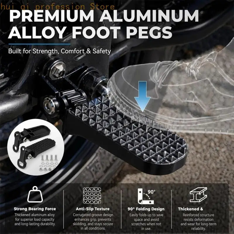 Motorcycle Foot Peg Replacement Pair with Hinged Anti Slip Grip H8WE Quake