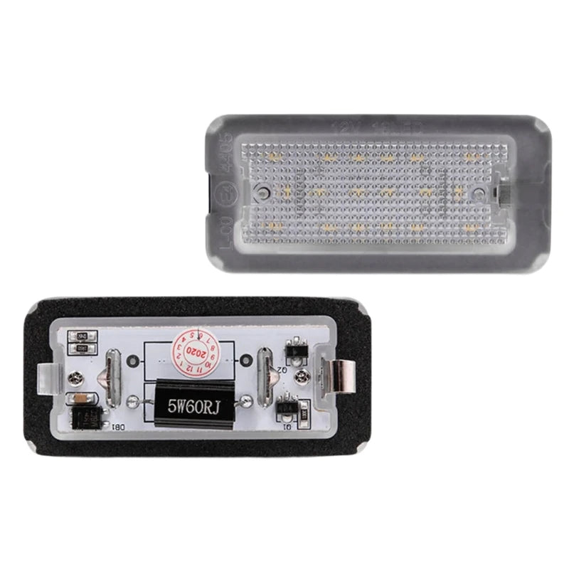 License Plate Light Assembly Set, White LED Rear Plate Lamps for 500 500C Selected 2007-2020 Vehicles, Clear H8WE Quake CN