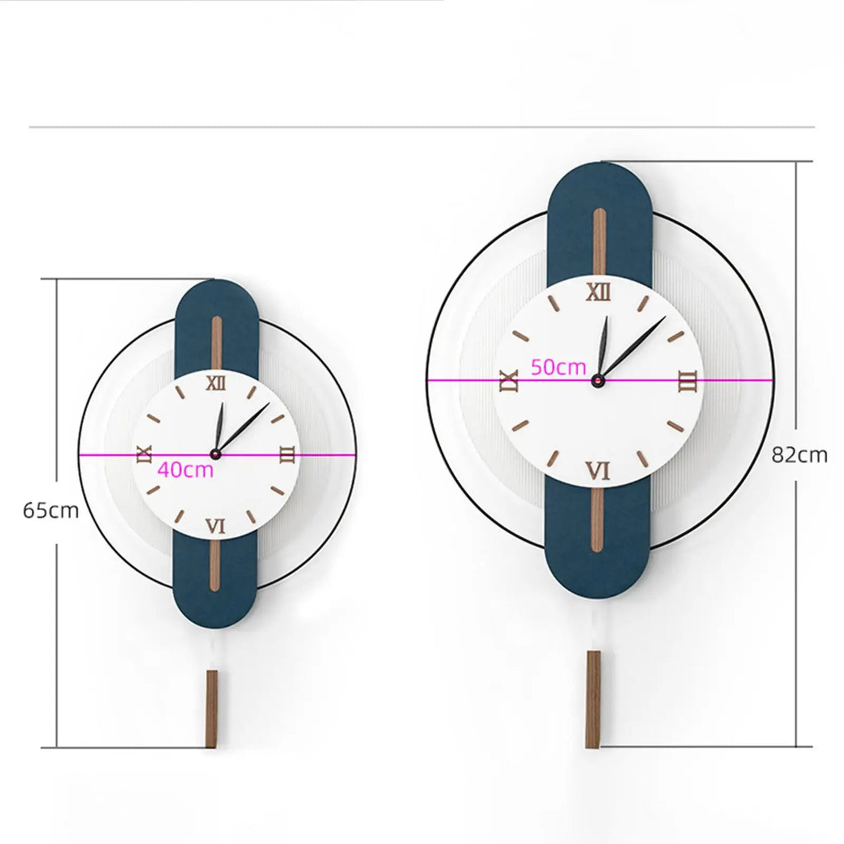 Wood Acrylic Swing Clock Wall Hanging Clock Decorative Battery Powered Mute for Bedroom Office Easily Install Multifunctional Quake