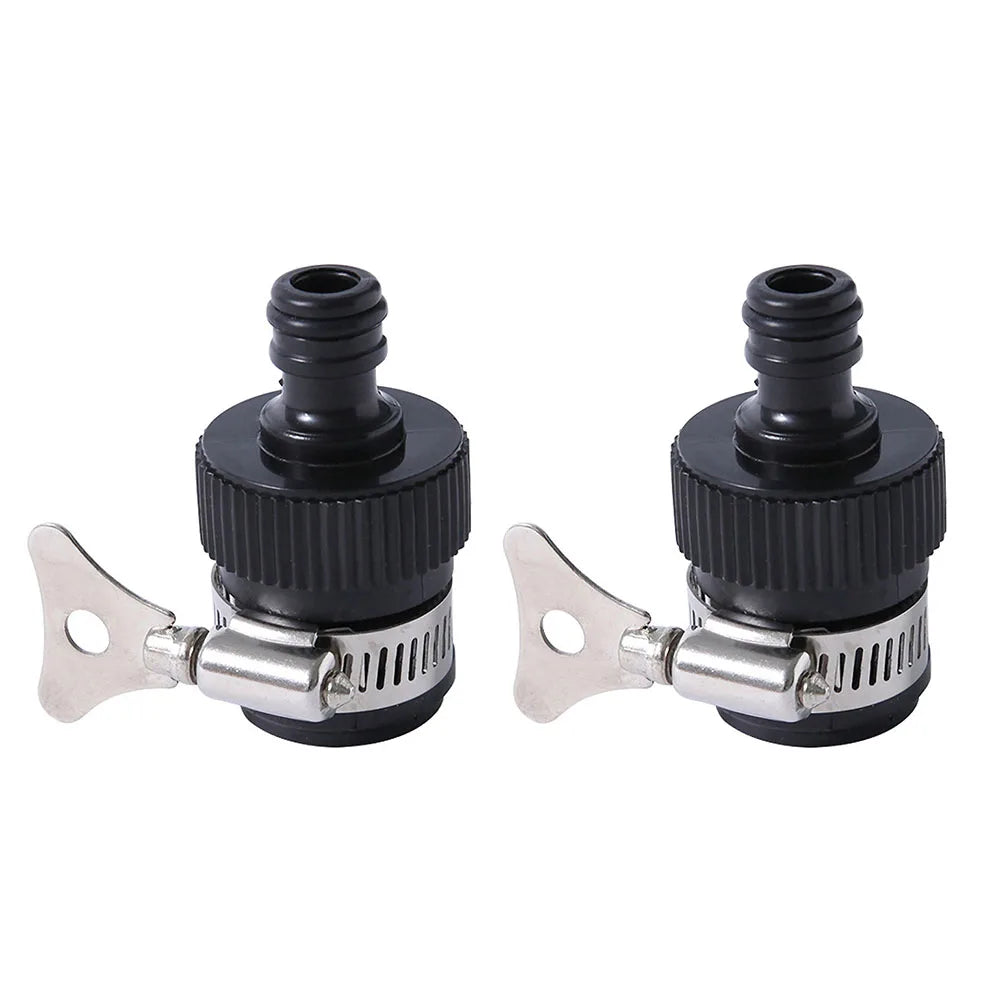 Tap Connector Adapter Garden Kitchen Water Hose Pipe Joiner Fitting Universal Quake 2pcs