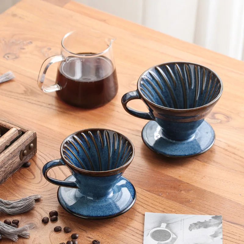 YWDL Ceramic Coffee Filter Cup Reusable Filters Coffee Maker V Style Funnel Dripper Filter Cup Coffee Accessories Quake