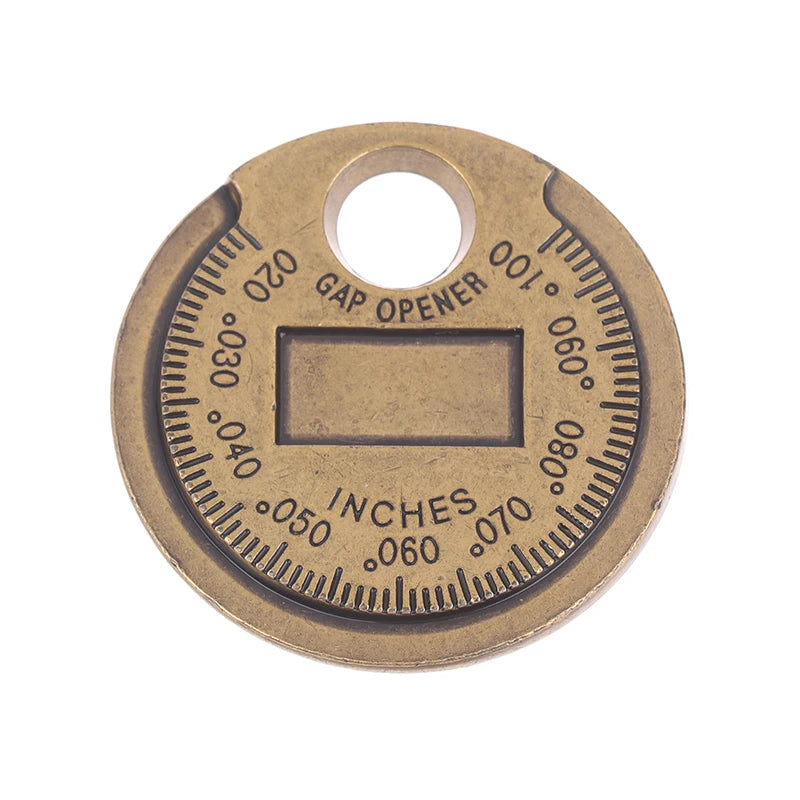 Coin- Type 0.6-2.4mm 0.02-0.10 Inch Spark Plug Gap Gauge Measurement Tool Range Spark Plug Gage Caliber Measuring Tool Quake Gold