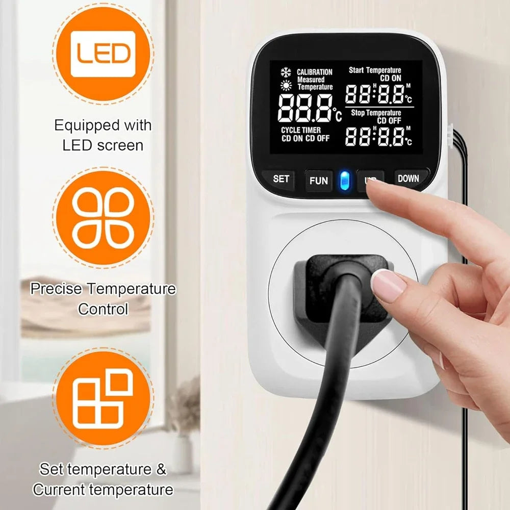 LCD Digital Backlight Thermostat Temperature Controller Socket 16A EU Plug High-Precision Socket Outlet With Timer Sensor Quake