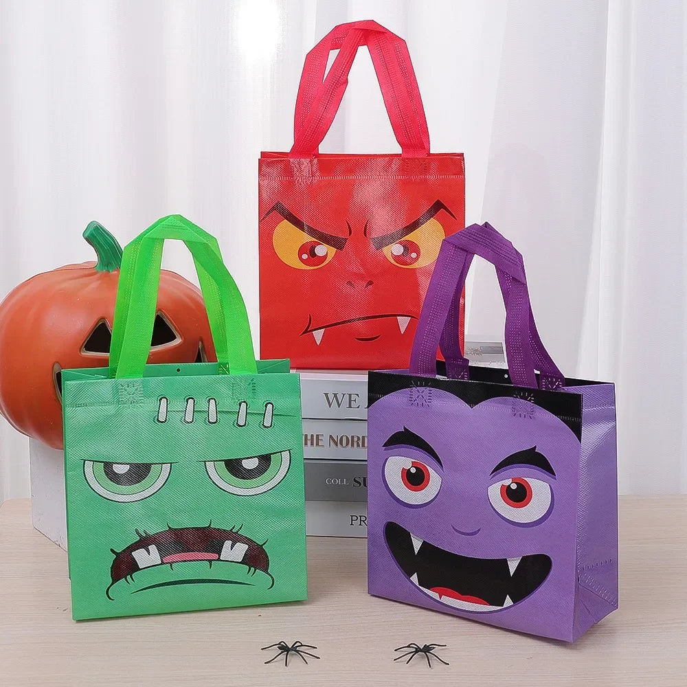 10/1PCS Halloween Non-Woven Gift Bags Pumpkin Ghost Bat Mummy Cat Pattern Candy Snacks Bag Halloween Party Home Decor Supplies Quake
