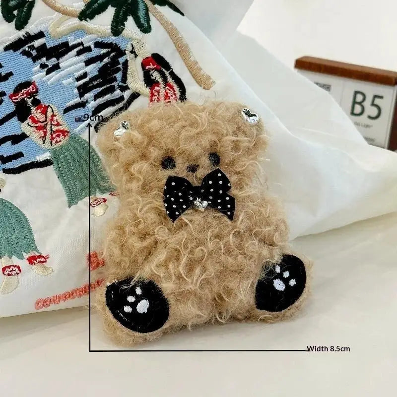 Cartoon Soft Stuffed Doll Pendant Kawaii Curly Plush Bear Keychain Backpack Handbag Hanging Decoration Couple Keyring Gifts Quake A1