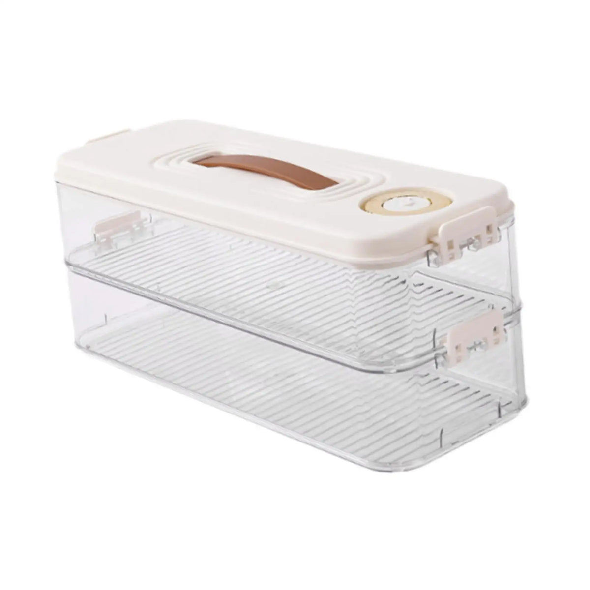 Food Storage Container with Handle Transparent Stackable Airtight Dumpling Storage Box for Fruit Snack Picnic Fridge Sandwiches Quake 3 Layer