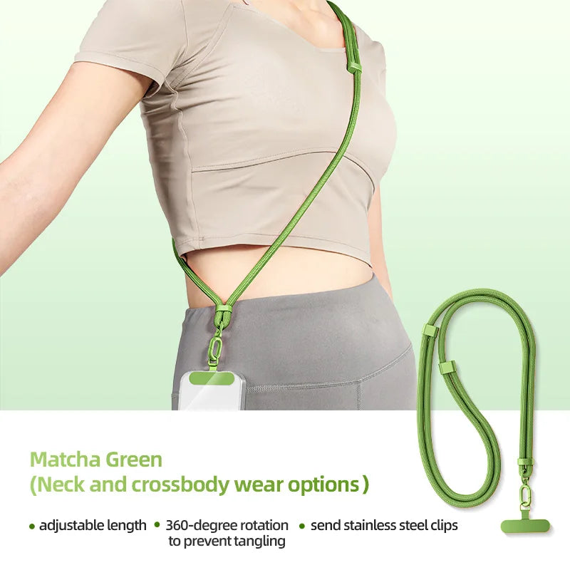 Phone Lanyard Adjustable Detachable Neck Cord Outdoor Universal Crossbody Strap Card Clip for Mobile Phone Case Quake green Nylon / Spandex