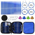13Pair Interchangeable Circular Knitting Needles Set Detachable Crochet Kit with Multiple Sizes for Handmade Sweater Scarf Craft Quake Blue