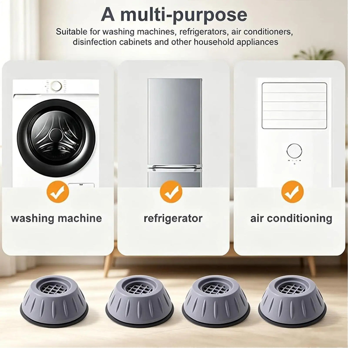 Washing Machine Anti Vibration Pads 4 Pieces Noise Cancelling Feet Mat Washing Machine Shock Absorbing Pads for Dryer Quake