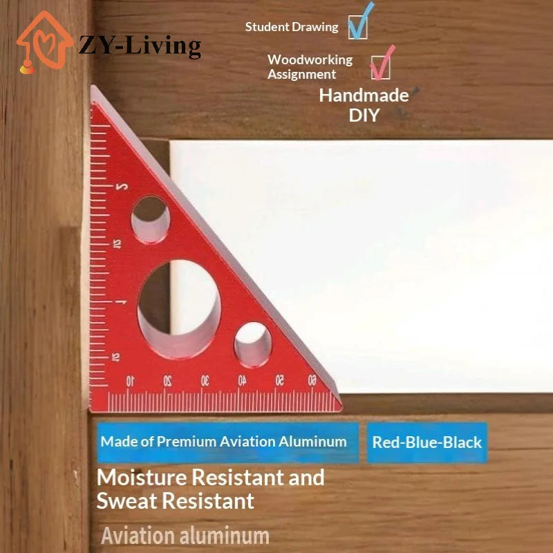 Aluminum Ruler 45/90 Degree Frosted Right Angle Gauge Triangle Ruler With Both Imperial And Metric Scales For DIY Wood Projects Quake