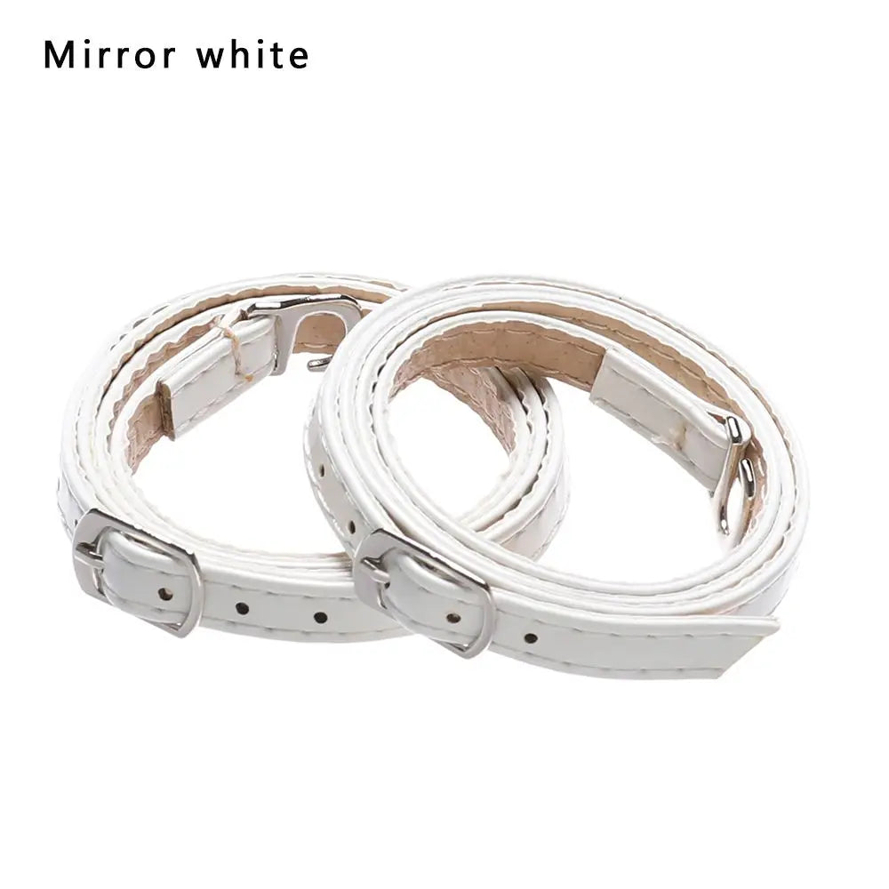 Adjustable Foot Care Accessories Shoe Lace Tie Anti-skid Straps Bundle Shoelace PU Leather Shoelace Ankle Shoe Belt Quake Mirror white