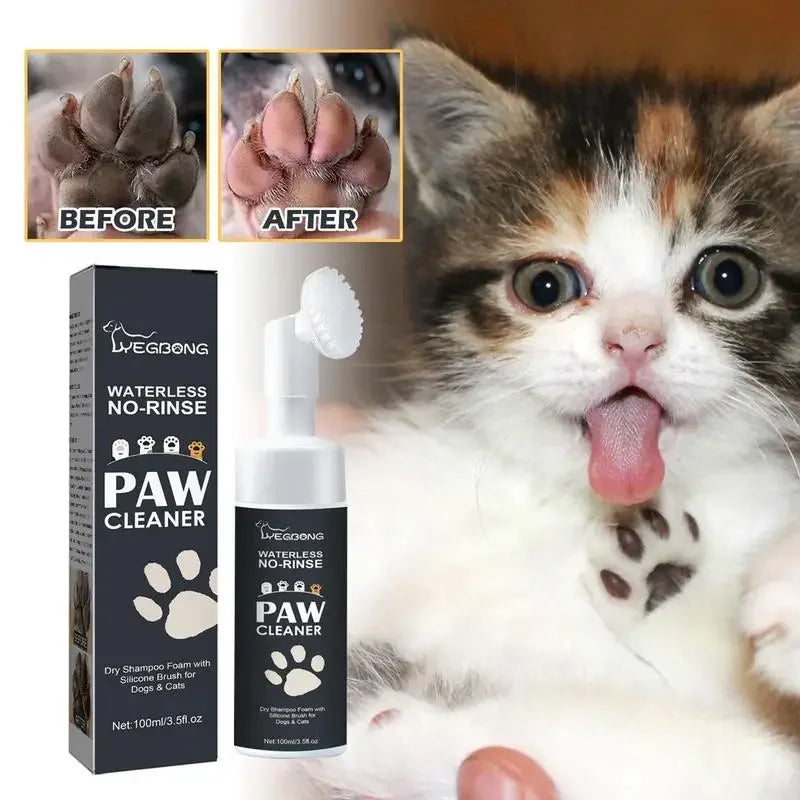 100mlPaw Cleaner Foam Dog Claw Cleaner Cat Paw Cleaner Waterless Pet Shampoo with Dog Brush for Rinse-free Cat Paw Deep Cleanser Quake