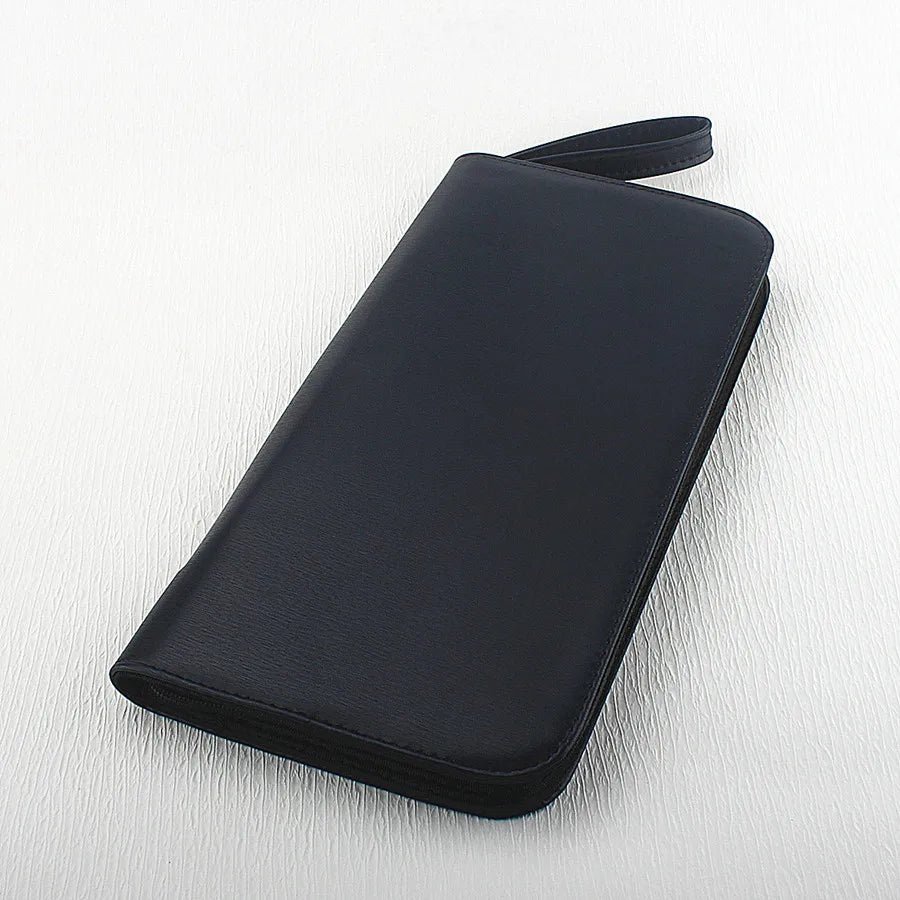 PU Leather Pen Holder Case for 10 24 36 48 Pens Waterproof Storage Organizer Quake 36 Slots-4 Dark Blue