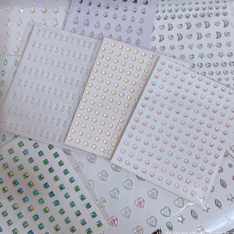 Disposable Rhinestones Pearl Tattoo Stickers DIY Face Eyes Tear Jewelry Diamond Makeup Party Glitter Temporary Tattoo Stickers Quake