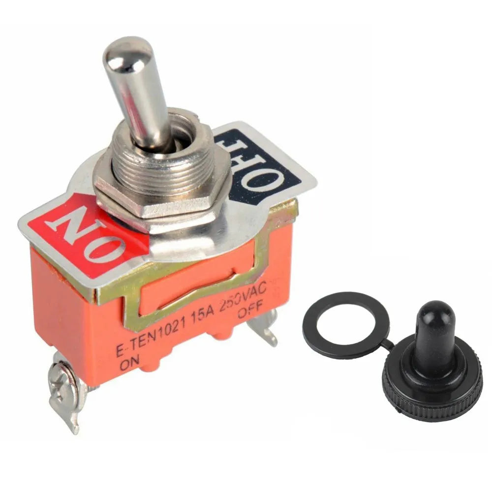 Car SPST for toggle Switch 12V ON/OFF Waterproof Cover for maximum Withstand Voltage 250V Thread Diameter 11 6mm Quake A
