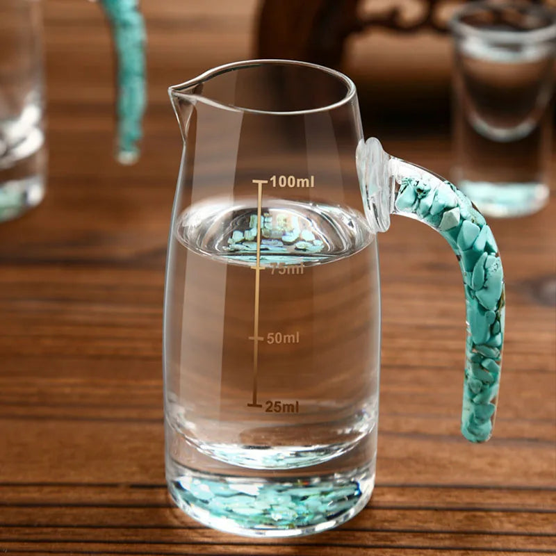 YWDL Lead-Free Crystal Glass Liquor Dispenser 100/300ml Measuring Pot Gold Foil Sake Small Wine Pot Container for Wine Bottle Quake