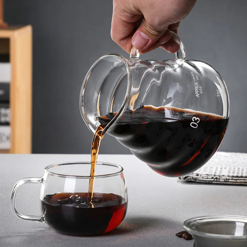 Coffee Carafe 300/500/700ml Coffee Clear Glass Kettle Sharing Pot with Lids Coffee Espresso Maker Accessories Quake