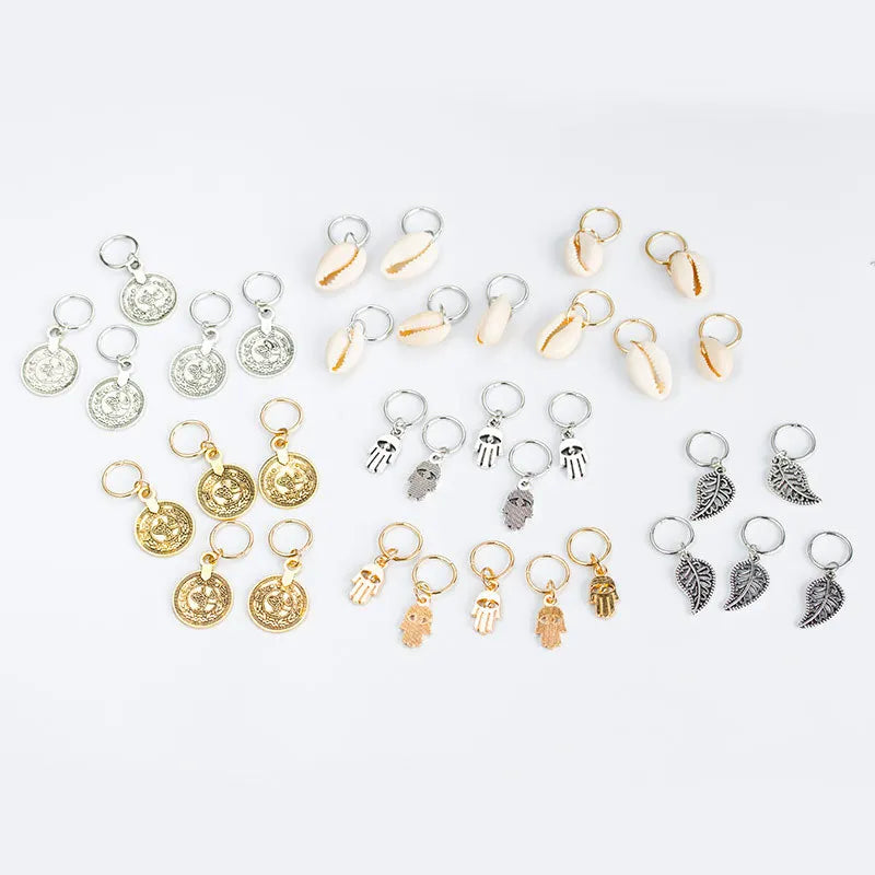 5pcs/Pack Stars Ring Charms Hair Braid Dread Dreadlock Beads Clips Cuffs Rings Jewelry Dreadlock Clasps Hair Accessories Tools Quake