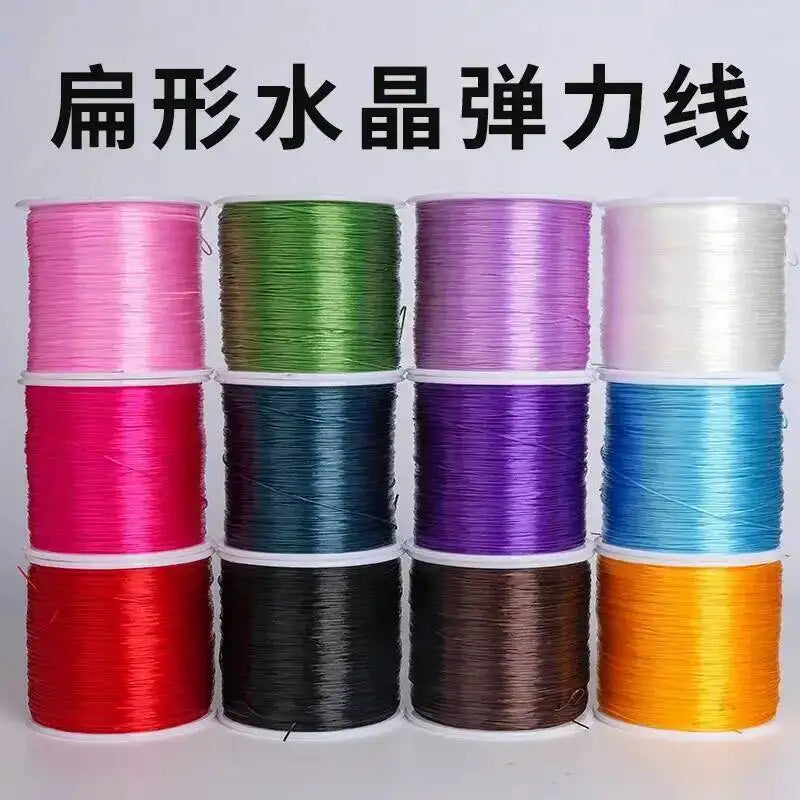 500M 0.8mm Flat Crystal Elastic Thread Bracelet String Leather Band Rope Wearing Bracelet Elastic Thread Buddha Bead Thread Quake