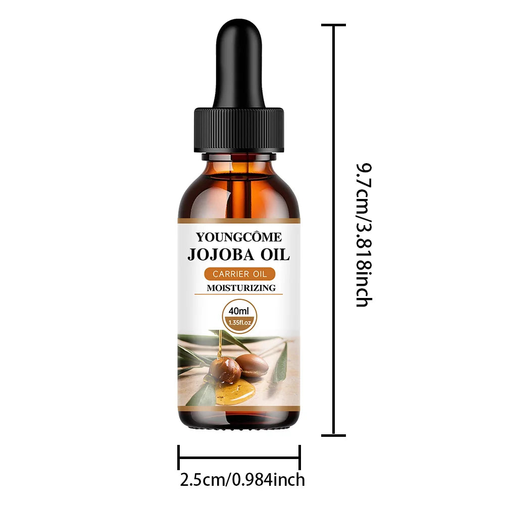 Natural Organic Jojoba Oil Anti Aging Firming Skin Face Moisturizing Relaxing Massage Oil Hair Nourishing for Dry Damaged Quake 40ml