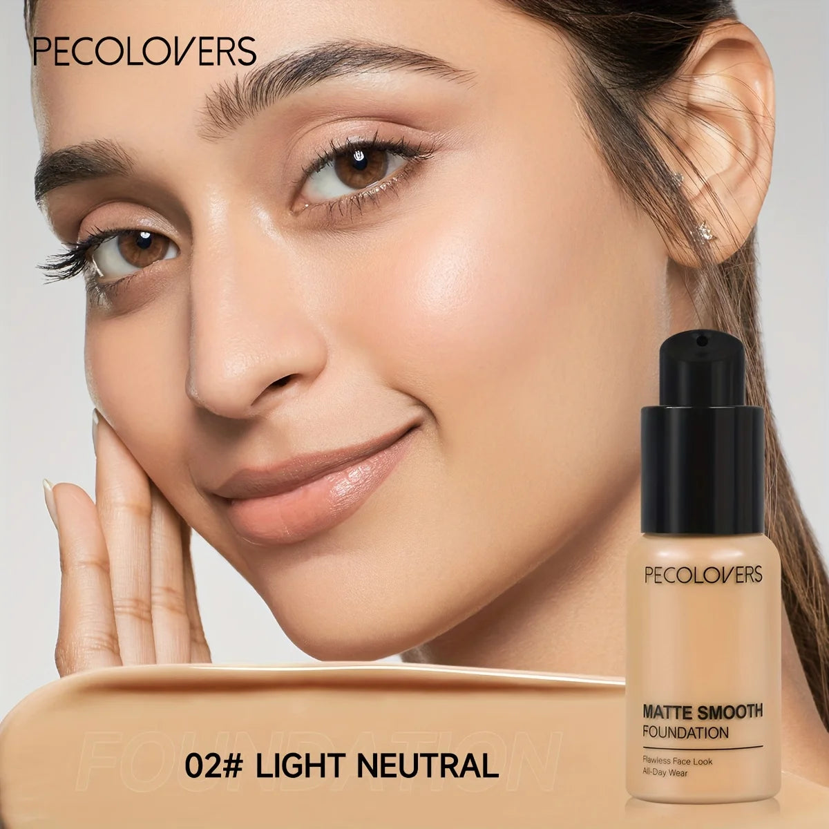 PECOLOVERS Matte Finish Liquid Foundation - Oil-Control, Waterproof, Full Coverage Concealer for All Skin Tones Quake 02
