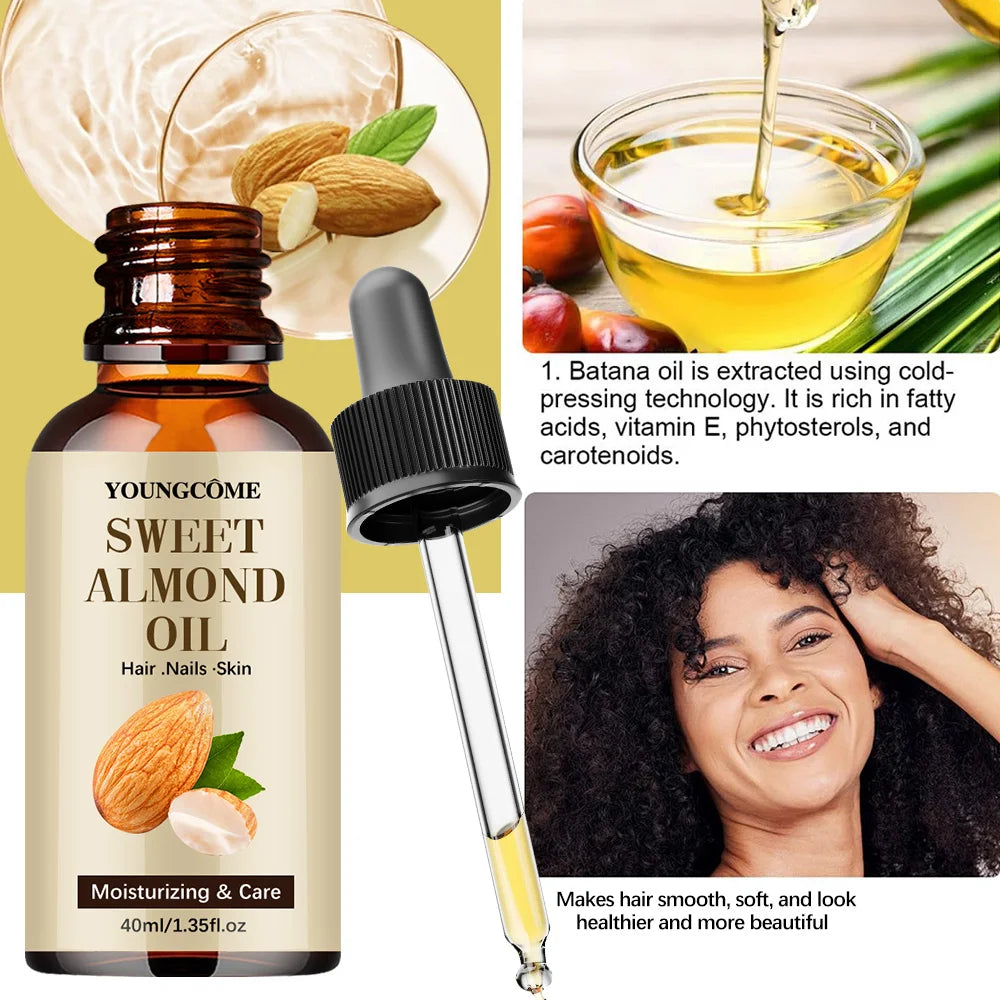 40/60ml Pure Natural Almond Essential Oil Moisturizing Skin Face Hair Care Massage Diffuser Oil Quake