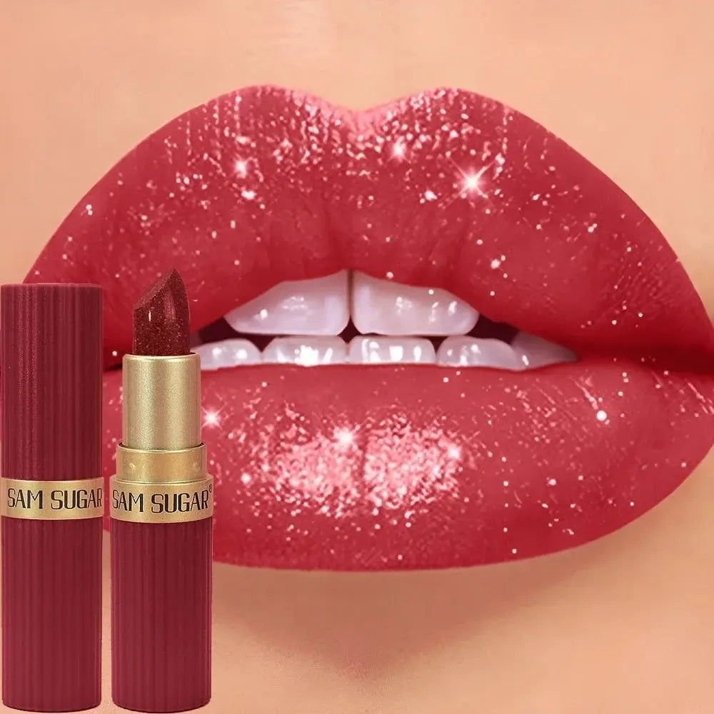 New Waterproof Glitter Lipstick Long Lasting Non-Fade Lip Gloss Chocolate Brown Lipstick Cosmetics Quake