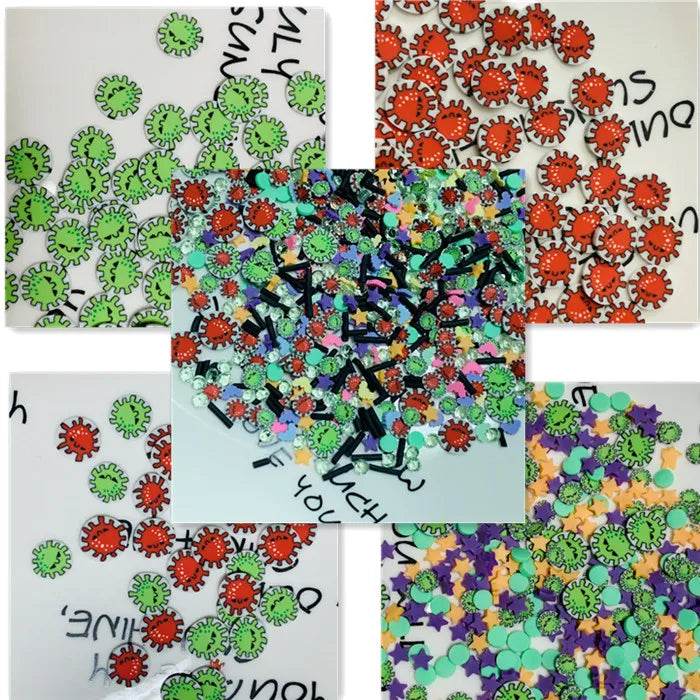50g/Lot 5/10mm Halloween Red Green Poisonous Clay Slices Sprinkles Soft Pottery for DIY Crafts Filling Accessories Quake