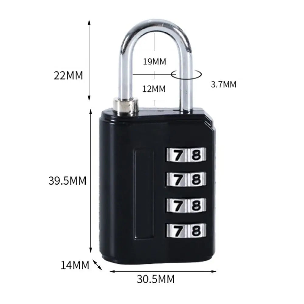 New Luggage Security Coded Lock Travel Customs Suitcase Locks Anti-Theft Security 4 Digit Number Combination Pad Lock Padlock Quake