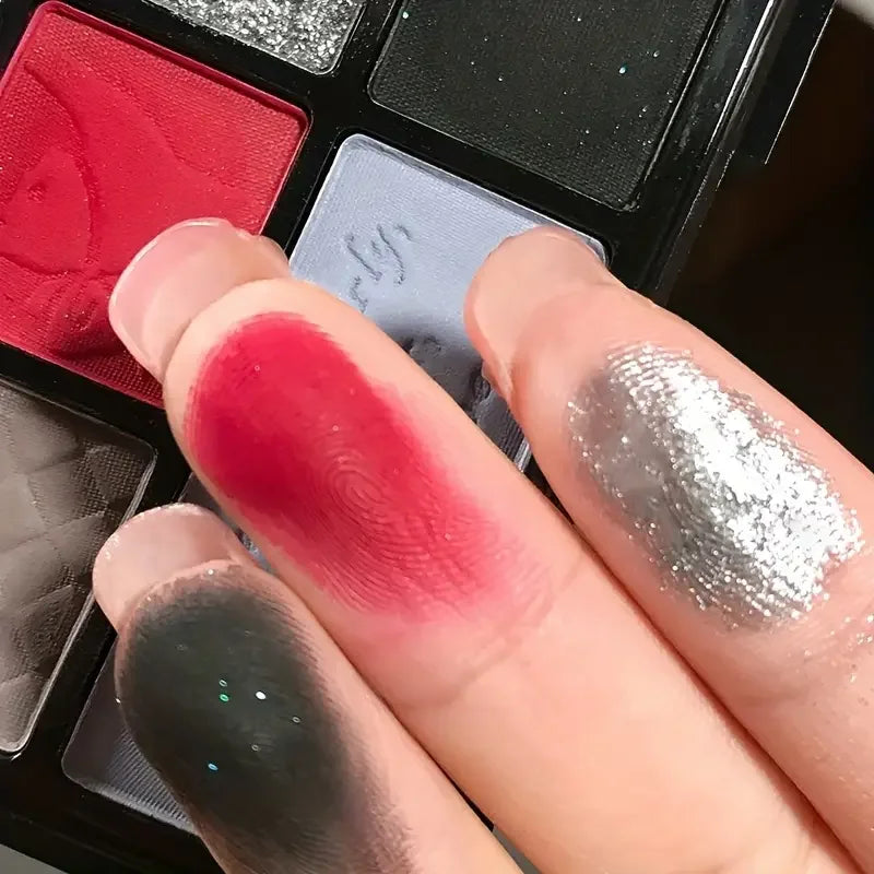 Dark Retro Eyeshadow Palette, Rich Color Wild rose Eyeshadow, Matte Pearl Gothic Black and Red Contrast Smoky Eyeshadow Palette Quake