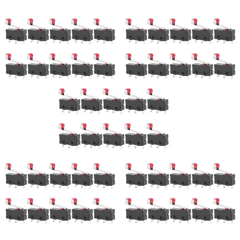 A36T-50 Pcs Mini Micro-Limit Switch Roller Lever SPDT Snap Action LOT Quake black CN
