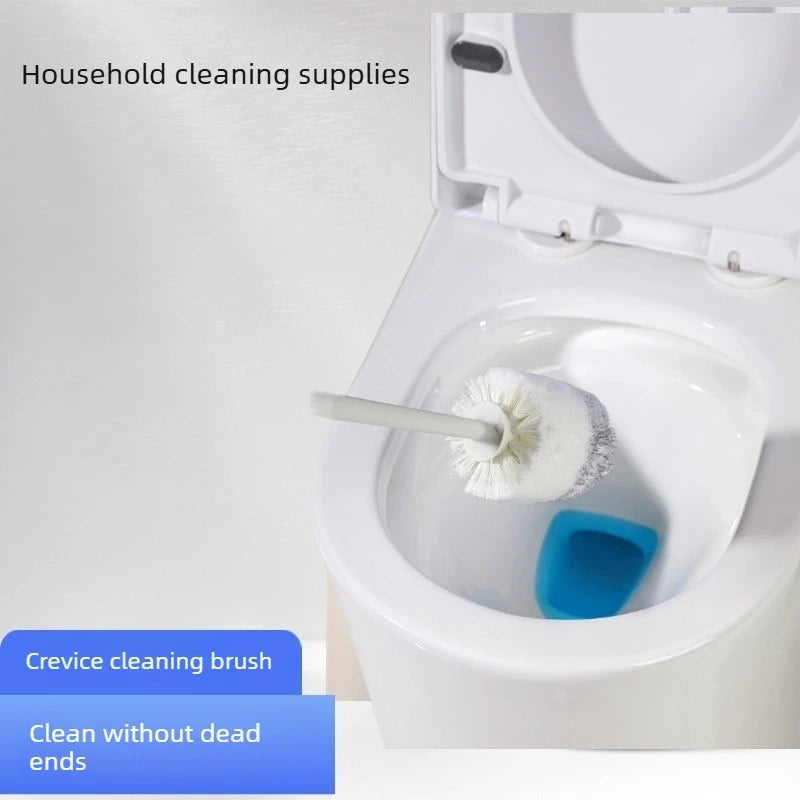 Toilet Brush with Storage Base Replaceable Head No Dead Angle Scrubber Household Cleaning Tool for Bathroom Toilet Gap Quake
