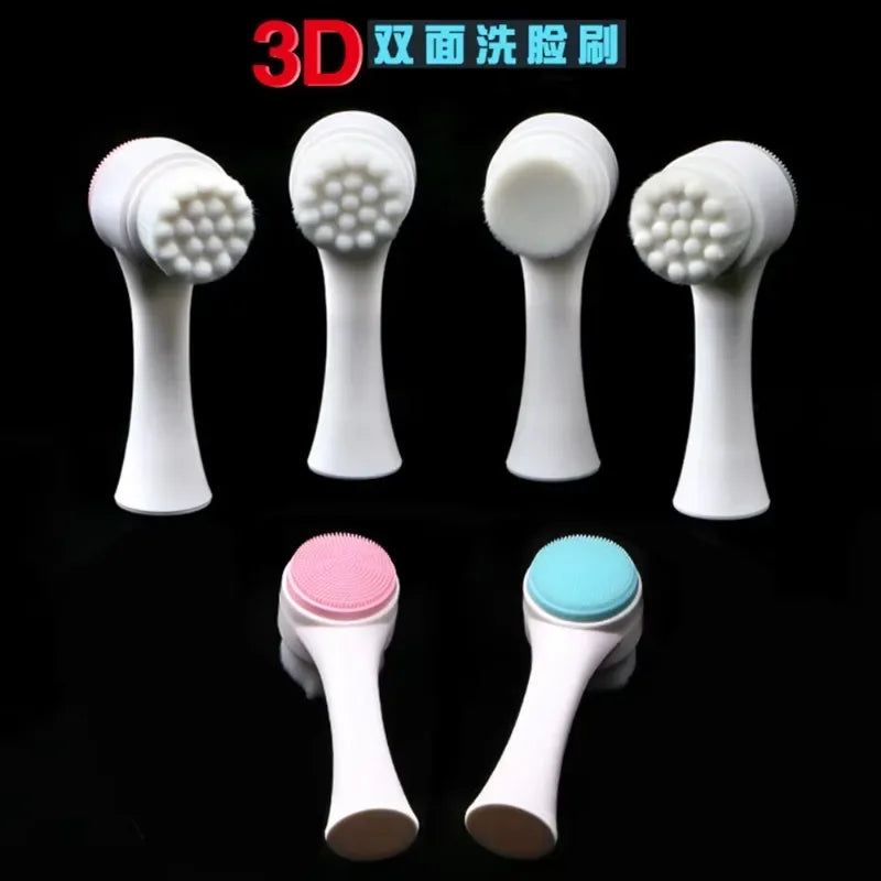 Silicone Double-Sided Face Cleansing Brush Facial Cleanser Blackhead Removal Product Pore Cleaner Exfoliator Face Scrub Brush Quake