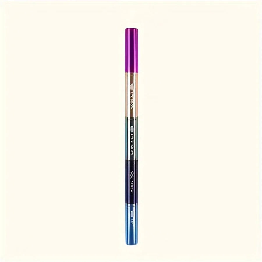 4-in-1 Portable Makeup Brush Set, Metal Handle Eyebrow & Lip Brushes with Eyelash And Eyeshadow Applicators, Travel-Friendly Quake 1pc