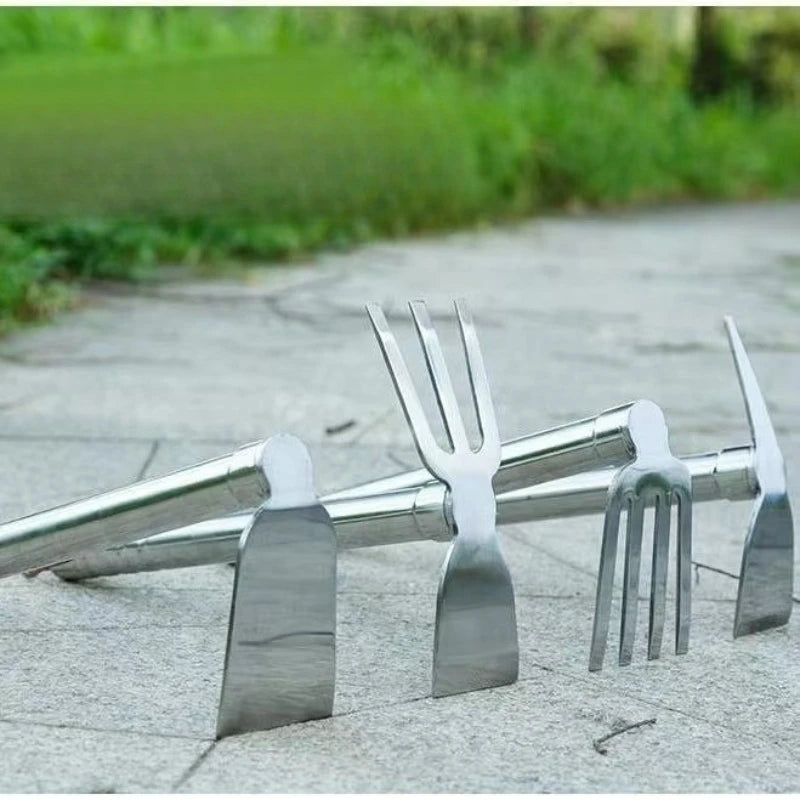 1PC Stainless Steel Two-in-one Garden Hoe Portable Hand Tool for Home Gardening Weeding Digging and Planting Work Quake