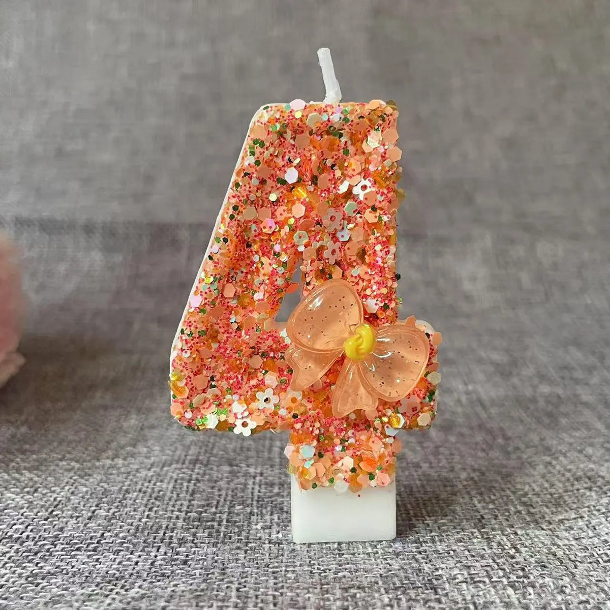 Birthday Candle Bow Orange Creative Ceremony Surprise Digital Decoration Candle Flower Style Quake E