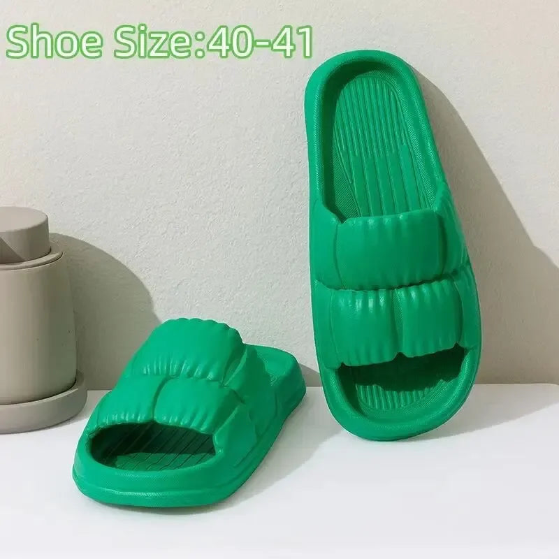 Soft EVA Slippers, Non-Slip Home & Bath Sandals, Comfortable Lightweight Summer Shoes, Cute Unisex Footwear, Durable & Cozy Quake green 40-41