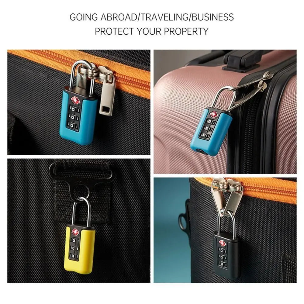 Durable TSA 3 Digit Combination Lock Anti-theft Security Tool Customs Password Lock Contrast Color Padlock Travel Quake