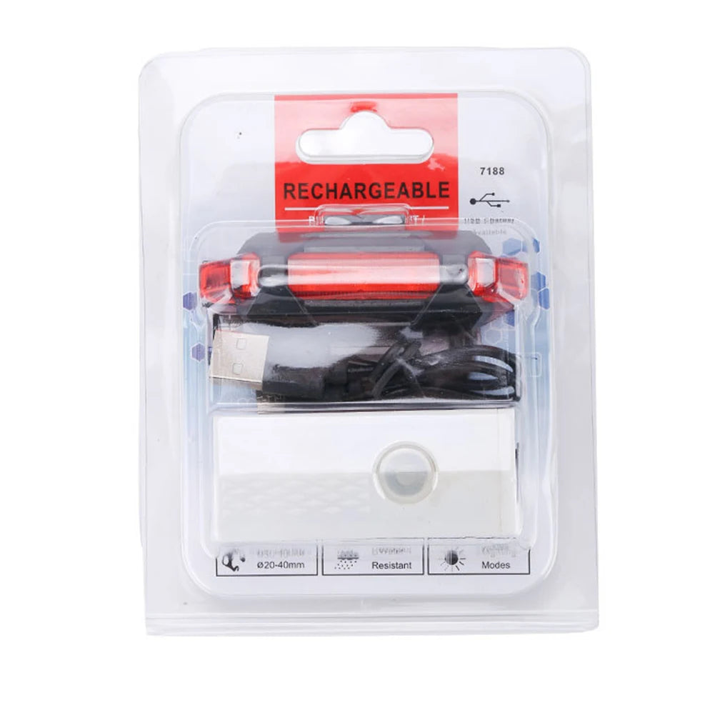 USB Rechargeable Bicycle Front Light 300 Lumens Headlight With Tail Light Set Multiple Modes 1200mAh Battery Cycling Quake white taillight red
