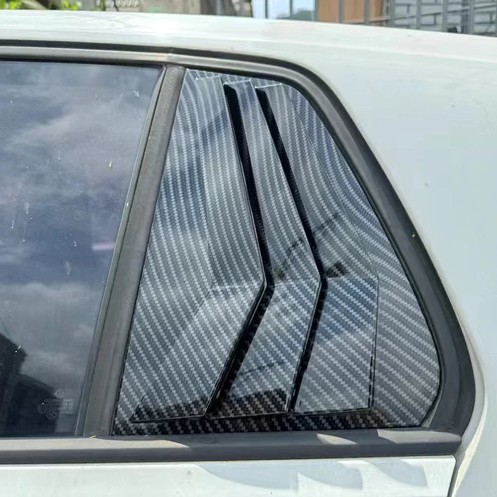 For VW Golf MK7 MK7.5 2013-2019 Car Rear Louver Window Side Shutter Cover Trim Sticker Vent Scoop ABS Carbon Fiber Black Parts Quake