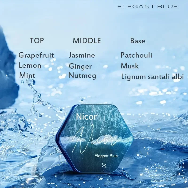 Men's Refreshing Long-lasting Solid Perfume -Long-lasting Vanilla Fragrance Portable Solid Perfume,Ideal Gift for Boyfriend Quake Elegant blue