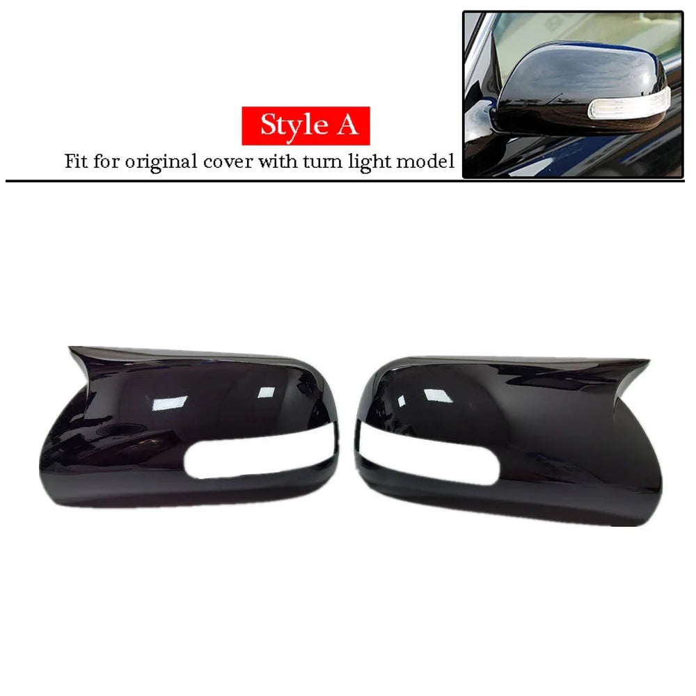 For Toyota Mark X Reiz 2005-2009 Car Rearview Side Mirror Cover Wing Cap Exterior Door Rear View Case Trim Carbon Fiber Look Quake Type A Black
