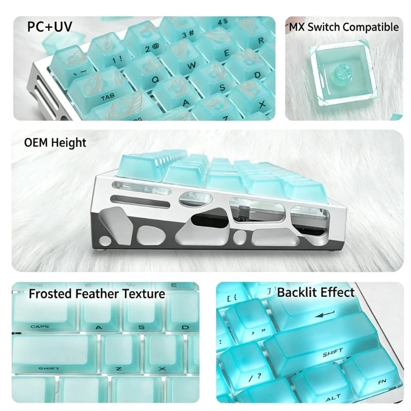 Mechanical Keyboard Keycap Set with Raised Pattern, Side Printing, Through Characters and Layout Coverage K1KF Quake