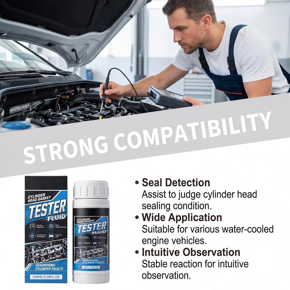 100ml Exhaust Leak Detector Solution Non-Destructive Accurate Diagnosis Combustion Leak Tester Fluid for Cracked Head Blocks Quake